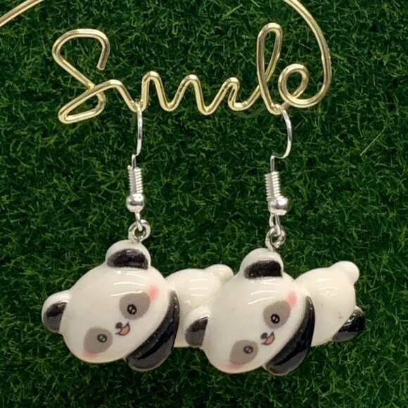 Panda Earring, Panda Bear Jewelry, Gift, Panda Jewelry, Silly Animal Earring - Picture 7 of 8